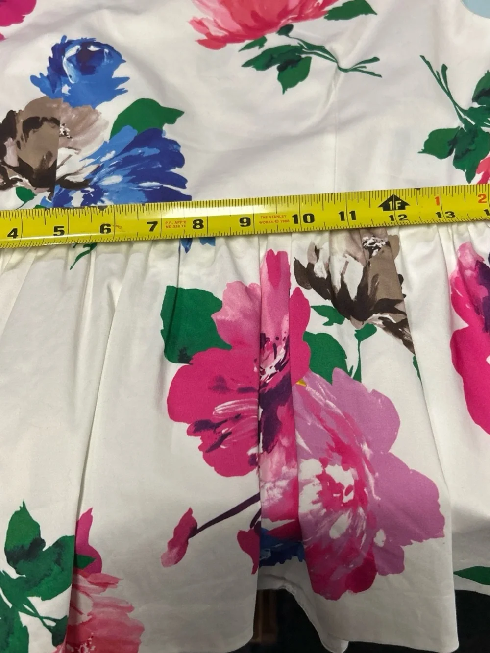 kate spade White Peplum Tunic with Pink, Blue & Green Floral Print
